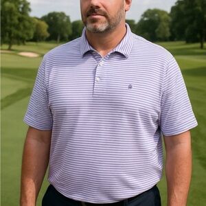 IZOD Golf Polo Shirt Men's XXL Purple Striped Advantage‎ Performance Classy Prep